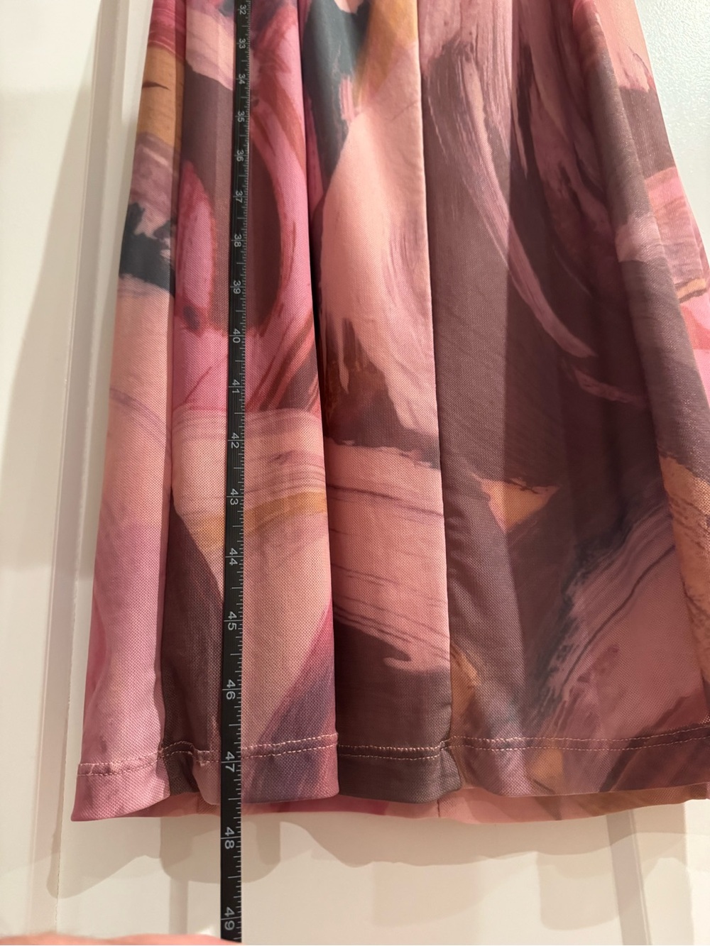 Anthropologie Pink & Brown Abstract Ruched Long-Sleeve Midi Dress - Picture 4 of 6